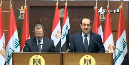المالكي يعلن تزويد مصر بالنفط واجتماعا للجنة البلدين في القاهرة