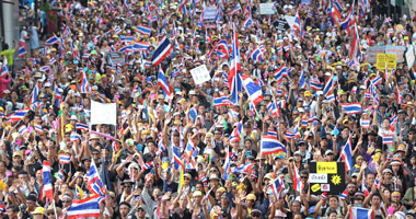تظاهرات  في بانكوك ضد الحكومة التايلندية