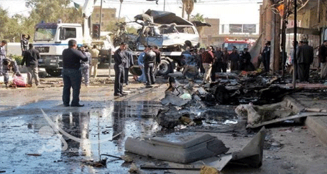 مقتل واصابة عشرة اشخاص بانفجار عبوة ناسفة في منطقة الحسينية