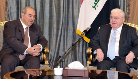 معصوم يلتقي علاوي اليوم