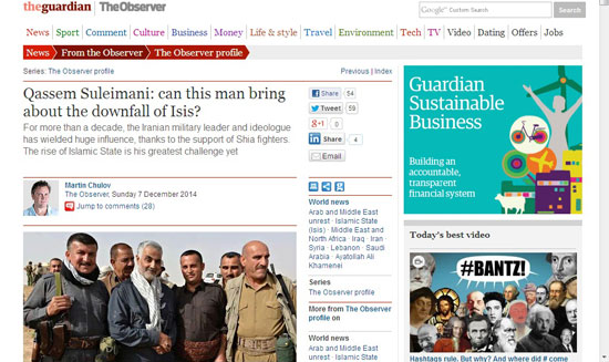 الأوبزرفر البريطانية: سليماني الرجل الذي يستطيع أن ينجح في إيقاف داعش
