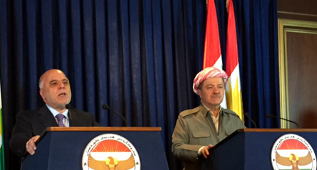 العبادي:نتمنى لإقليم كوردستان الازدهار ضمن عراق ليس فيه صراعات وتناحر