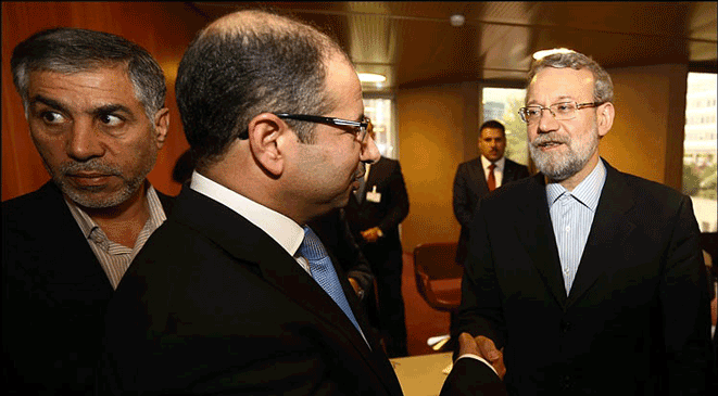 الجبوري ولاريجاني يبحثان تعزيز العلاقات بين العراق وايران