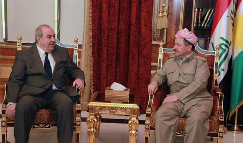 علاوي والبرزاني يؤكدان على الحوار بين بغداد واربيل