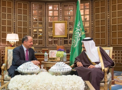 ملك السعودية وبرزاني يبحثان تعزيز التعاون بين الرياض واربيل