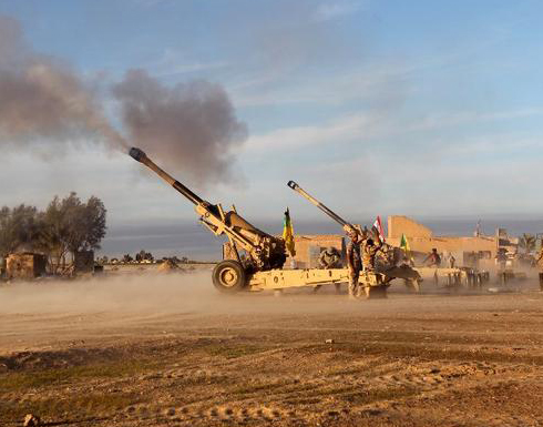 قصف مدفعي على اهدافا داعشية على الجانب الأيمن من الموصل
