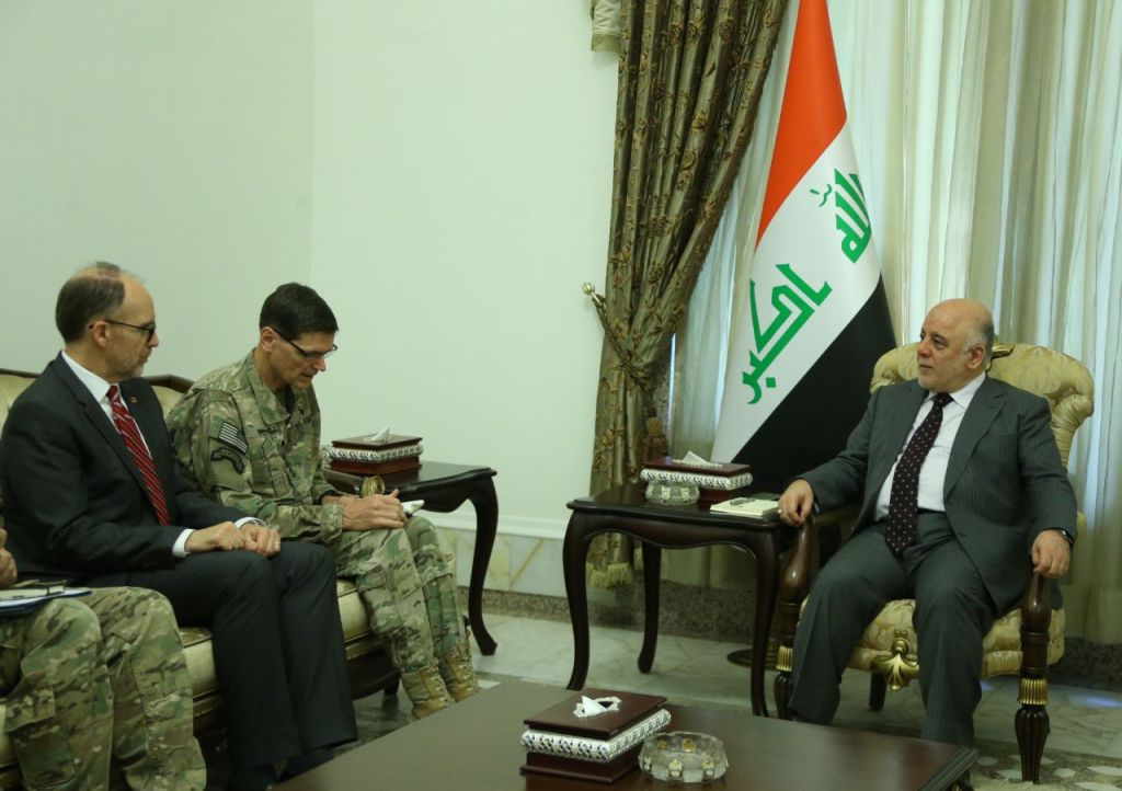 العبادي وفوتيل يؤكدان على تعزيز التعاون العسكري والأمني بين بغداد وواشنطن