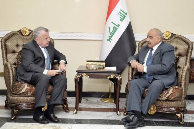 عبد المهدي وسيلفان يؤكدان على أهمية تعزيز العلاقة بين بغداد وواشنطن