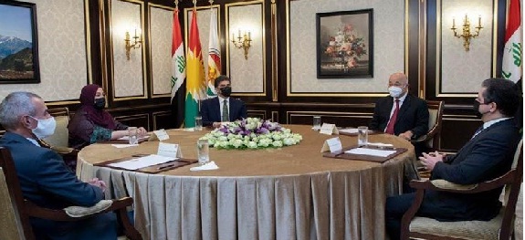 الرئاسات الثلاث الكردية تجتمع مع برهم صالح في أربيل لمناقشة عدة ملفات