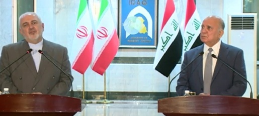 ظريف:العلاقات العراقية الإيرانية لن تتزعزع ونظيره العراقي يؤكد على “البلنص” في العلاقات