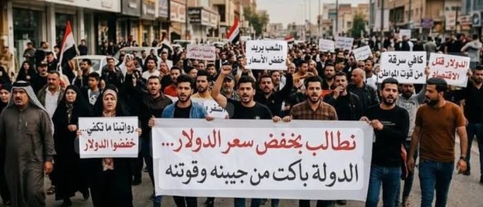 تظاهرات أمام البنك المركزي للمطالبة بإلغاء قرار رفع سعر الدولار